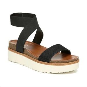 Franco Sarto Women’s Ankle Strap Support Sandal in Black